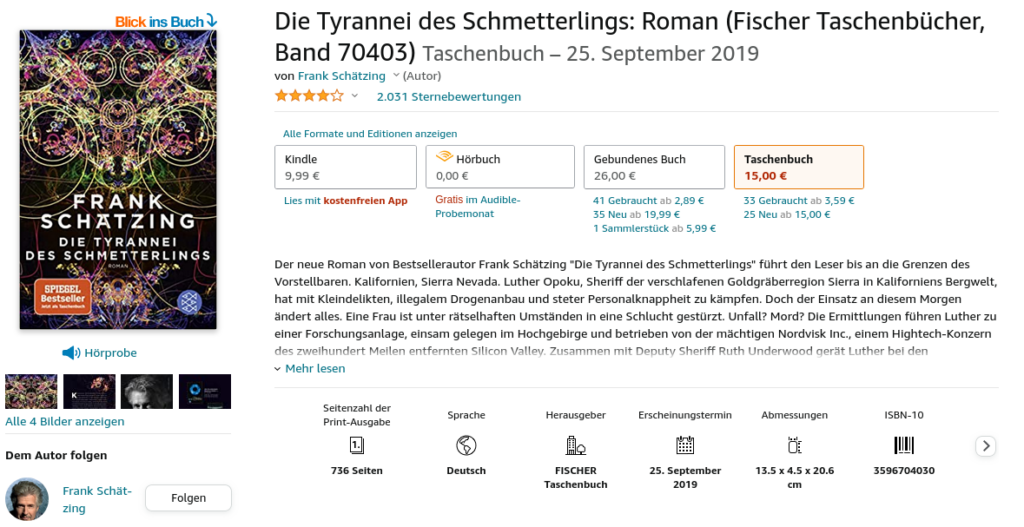 Was ist künstliche Intelligenz? Roman von Frank Schätzing: Die Tyrannei des Schmetterlings